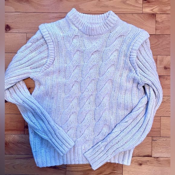 Soaked In Luxury Sweaters - Soaked in luxury - Women's Cable Knit Sweater - Cream and confetti